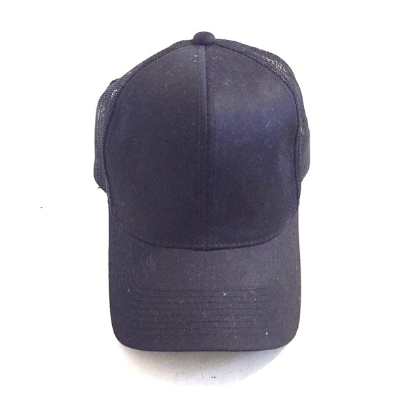 blank black trucker hat